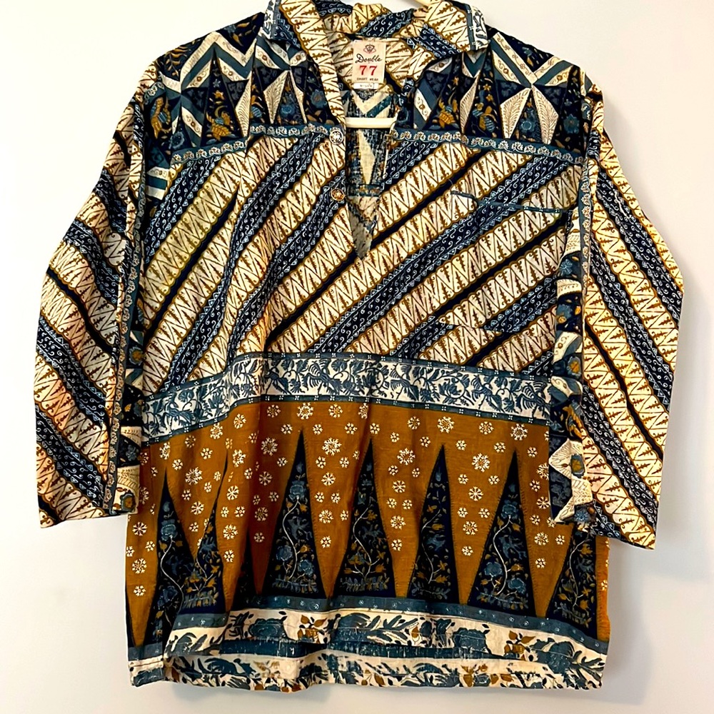 Vintage Mixed Pattern Tunic Top